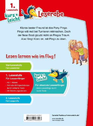 Buchcover und Innenansicht für das Buch: Leserabe 1. Lesestufe Kurz und leicht - Kleines Pony, großer Traum