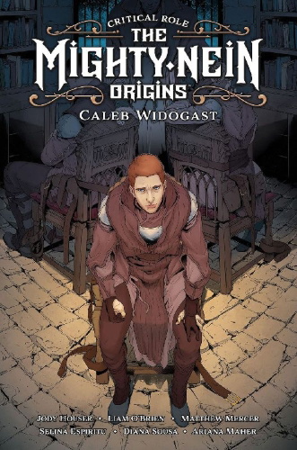 Buchcover und Innenansicht für das Buch: Critical Role: The Mighty Nein Origins - Caleb Widogast