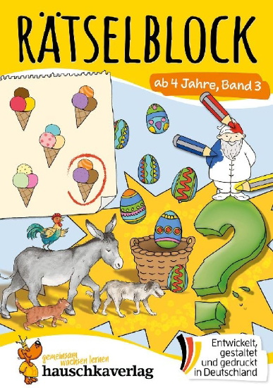 Buchcover und Innenansicht für das Buch: Rätselblock ab 4 Jahre - Band 3
