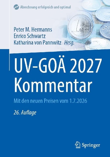 Buchcover und Innenansicht für das Buch: UV-GOÄ 2027 Kommentar