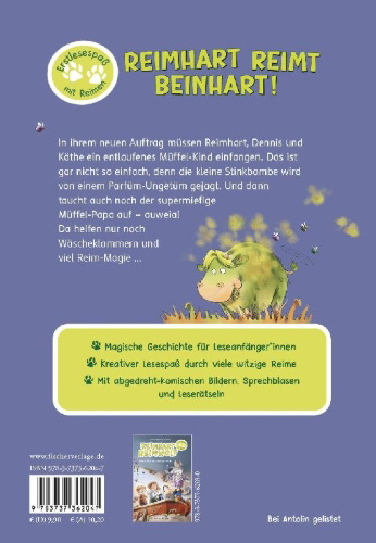 Buchcover und Innenansicht für das Buch: Reimhart Reimwolf - Mächtig Wind ums Müffel-Kind