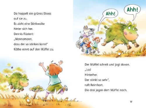 Buchcover und Innenansicht für das Buch: Reimhart Reimwolf - Mächtig Wind ums Müffel-Kind