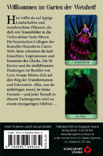 Buchcover und Innenansicht für das Buch: Botanical Dreams Orakel - 56 Orakelkarten und 68-seitiges Booklet (modernes jugendstil Orakel Deck)