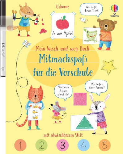 Buchcover und Innenansicht für das Buch: Mein Wisch-und-weg-Buch: Mitmachspaß für die Vorschule