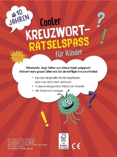 Buchcover und Innenansicht für das Buch: Kreuzworträtsel ab 10 Jahren