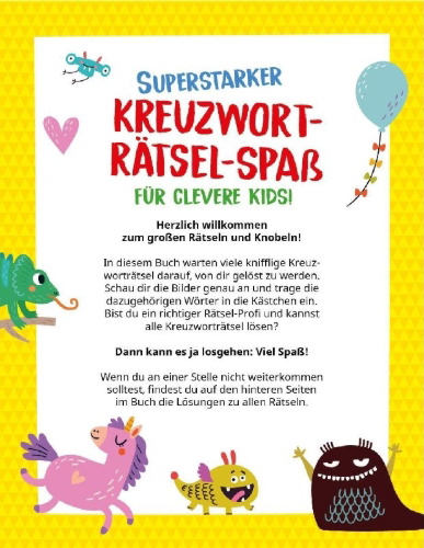 Buchcover und Innenansicht für das Buch: Kreuzworträtsel ab 10 Jahren