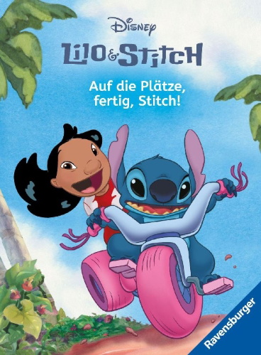 Buchcover und Innenansicht für das Buch: Disney Lilo & Stitch: Auf die Plätze, fertig, Stitch! - Erstlesebuch zum Lesenlernen