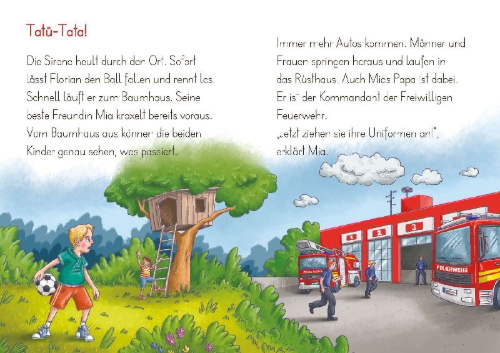 Buchcover und Innenansicht für das Buch: LESEZUG/2. Klasse - Lesestufe 2: Wasser marsch! Einsatz für die Feuerwehr