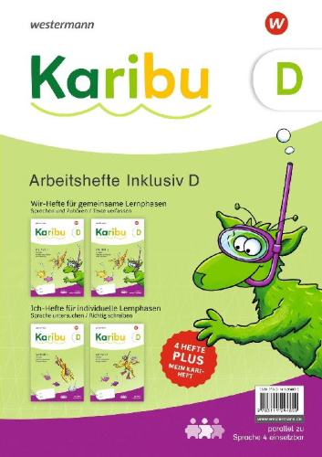 Buchcover und Innenansicht für das Buch: Karibu - Arbeitshefte Inklusiv D zieldifferent, 4 Hefte im Paket