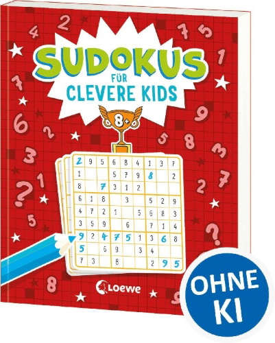Buchcover und Innenansicht für das Buch: Sudokus für clevere Kids 8+ [rot]