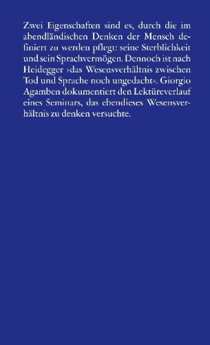 Buchcover und Innenansicht für das Buch: Il linuaggio e la morte. Un seminario sul luogo della negativitá