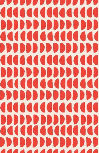 Buchcover und Innenansicht für das Buch: Notizbuch Insel-Bücherei 'Korallenrote Halbkreise retro'