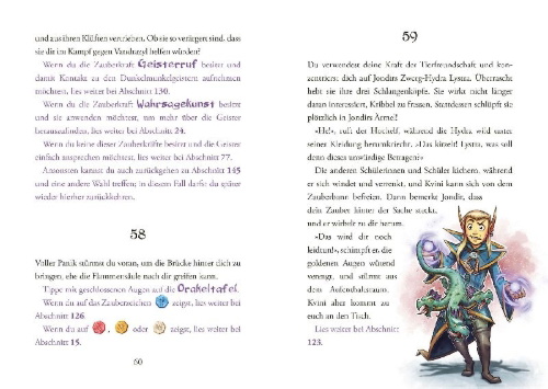 Buchcover und Innenansicht für das Buch: Zauberakademie Siebenstern - Bestehst DU das magische Abenteuer? (Zauberakademie Siebenstern, Bd. 1)