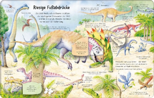 Buchcover und Innenansicht für das Buch: Ich weiß mehr! Die Welt der Dinosaurier