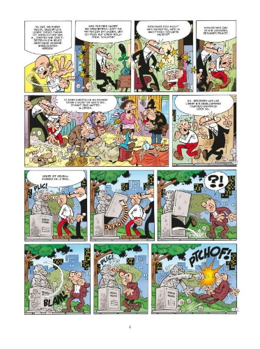 Buchcover und Innenansicht für das Buch: Mortadelo y Filemon: Miseria la bacteria