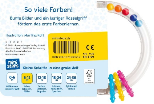 Buchcover und Innenansicht für das Buch: Mein buntes Rasselbuch