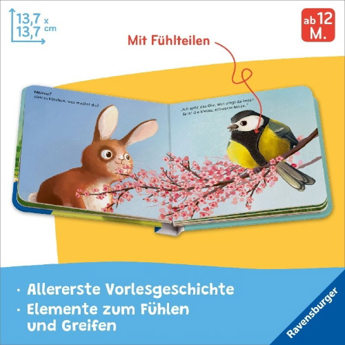 Buchcover und Innenansicht für das Buch: Mein liebstes Vorlese-Fühlbuch - Der kleine Hase