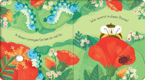 Buchcover und Innenansicht für das Buch: Mein erstes Entdecker-Klappenbuch: Kleine Biene im Garten