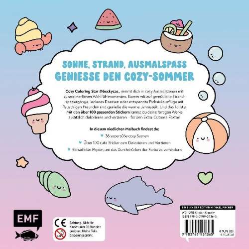 Buchcover und Innenansicht für das Buch: Sunshine Fun - Cozy Ausmalbuch zum Entspannen und Träumen