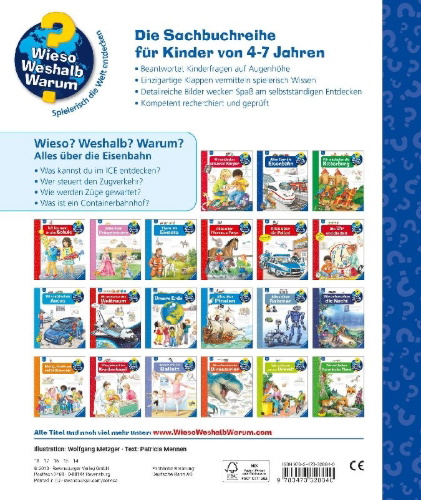 Buchcover und Innenansicht für das Buch: Wieso? Weshalb? Warum?, Band 8: Alles über die Eisenbahn