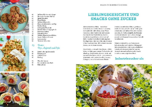 Buchcover und Innenansicht für das Buch: Snacks zuckerfrei für Kinder