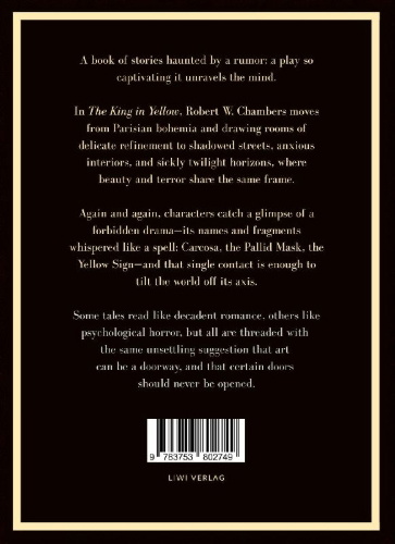 Buchcover und Innenansicht für das Buch: Robert W. Chambers: The King in Yellow (English Edition)
