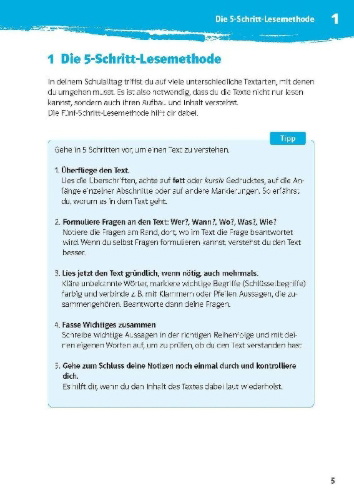 Buchcover und Innenansicht für das Buch: Klett 10-Minuten-Training Deutsch Texte lesen und verstehen 6. Klasse
