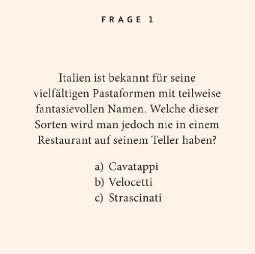 Buchcover und Innenansicht für das Buch: Pasta-Quiz