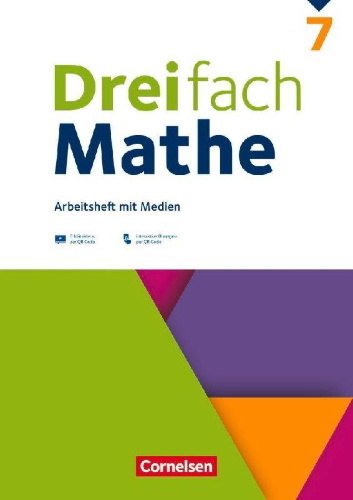 Buchcover und Innenansicht für das Buch: Dreifach Mathe 7. Schuljahr - Ausgabe 2021 - Arbeitsheft mit Medien und Lösungen