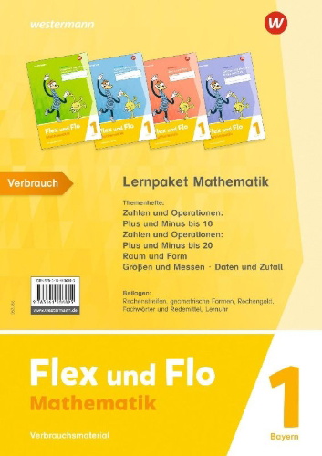 Buchcover und Innenansicht für das Buch: Flex und Flo. Lernpaket Mathematik 1 Verbrauchsmaterial. Für Bayern