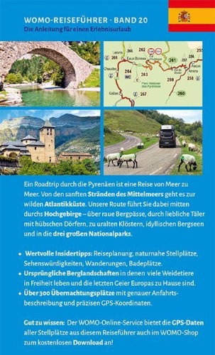 Buchcover und Innenansicht für das Buch: Entdeckertouren mit dem Wohnmobil Pyrenäen