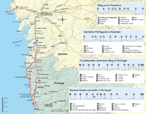 Buchcover und Innenansicht für das Buch: Portugal Spanien: Jakobsweg Caminho Português von Porto nach Santiago und Finisterre