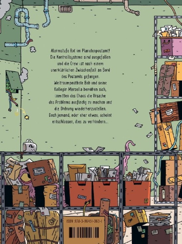 Buchcover und Innenansicht für das Buch: Le facteur de l'espace - Panique à la poste!