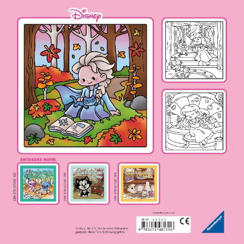 Buchcover und Innenansicht für das Buch: Cozy Coloring Disney - Girl Moments