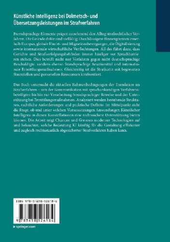 Buchcover und Innenansicht für das Buch: Künstliche Intelligenz bei Dolmetsch- und Übersetzungsleistungen im Strafverfahren