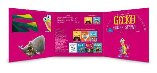 Buchcover und Innenansicht für das Buch: Gecko und das Glück des Gebens / Der Wal, der immer mehr wollte (Audio-CD)