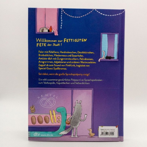 Buchcover und Innenansicht für das Buch: Frittenfrettchenfete - Die große Sprachspielparty