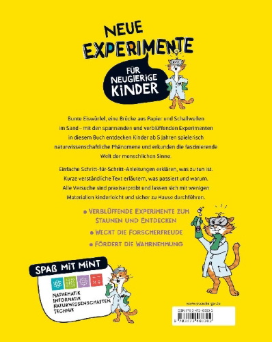 Buchcover und Innenansicht für das Buch: Neue Experimente für Kinder - Spannende Versuche für Kinder ab 5 Jahren