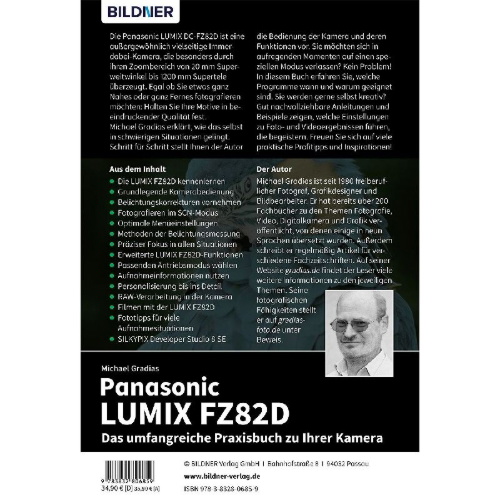 Buchcover und Innenansicht für das Buch: Panasonic LUMIX FZ82D - Das umfangreiche Praxisbuch zu Ihrer Kamera