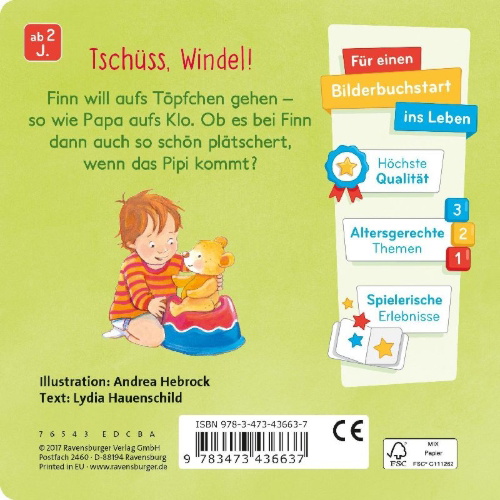 Buchcover und Innenansicht für das Buch: Finn geht aufs Töpfchen
