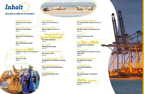 Buchcover und Innenansicht für das Buch: WAS IST WAS Europa. Gemeinsam in die Zukunft