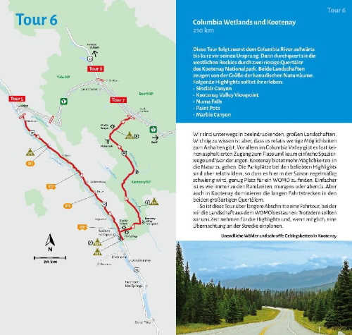 Buchcover und Innenansicht für das Buch: Entdeckertouren mit dem Wohnmobil Kanada Der Südwesten
