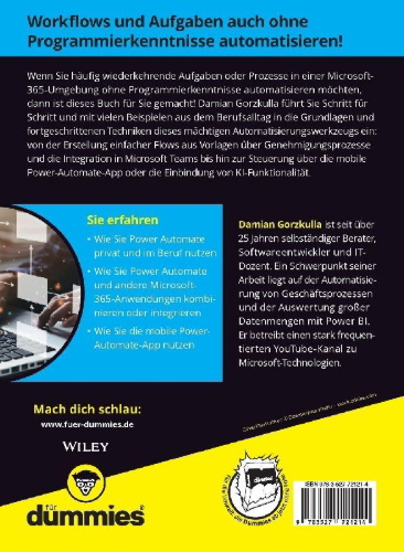 Buchcover und Innenansicht für das Buch: Prozesse optimieren mit Power Automate in Microsoft 365 für Dummies