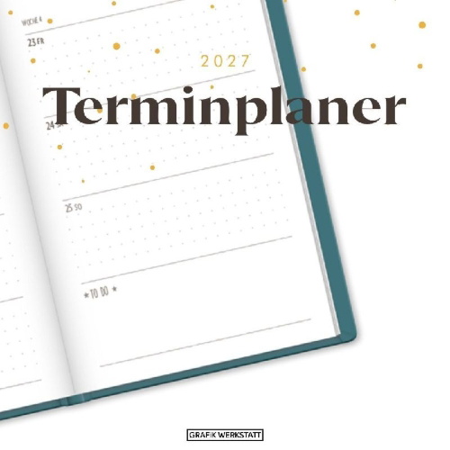 Buchcover und Innenansicht für das Buch: Terminplaner Lederlook 2027 Petrol
