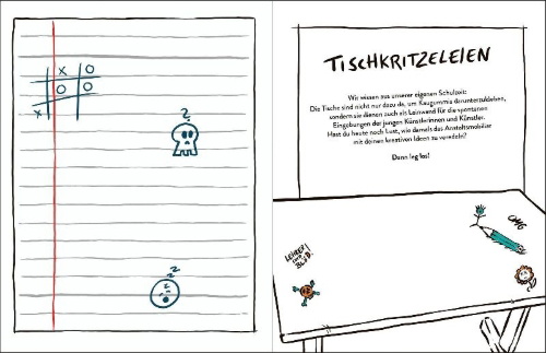 Buchcover und Innenansicht für das Buch: Das Kritzelbuch für den Elternabend