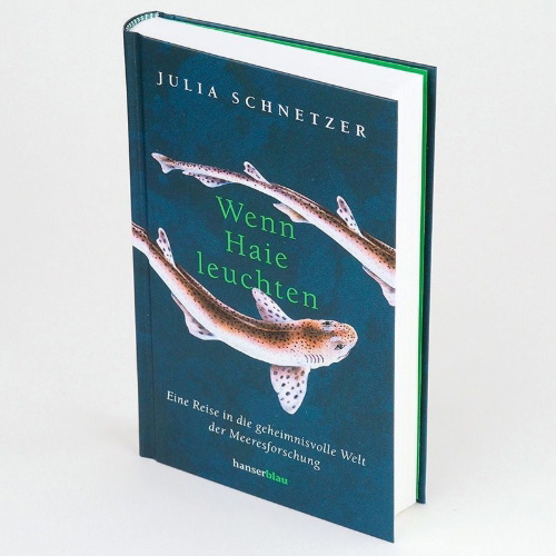 Buchcover und Innenansicht für das Buch: Wenn Haie leuchten