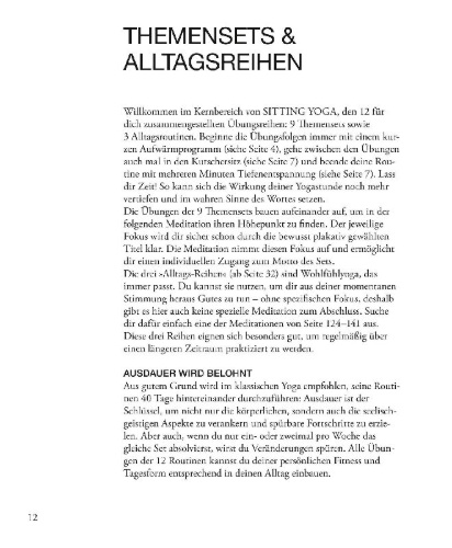 Buchcover und Innenansicht für das Buch: Sitting Yoga