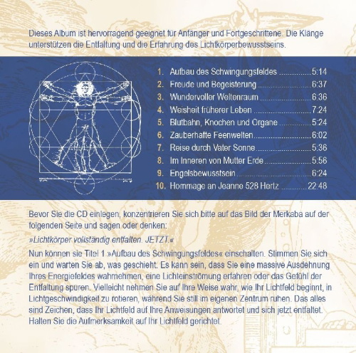 Buchcover und Innenansicht für das Buch: MERKABA EXTRA LANG [mit 22 Minuten Hommage an Jeanne Ruland in 528 Hertz]