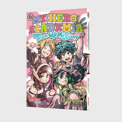 Buchcover und Innenansicht für das Buch: Boku no Hero Academia: Team Up Mission