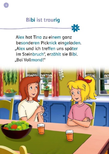 Buchcover und Innenansicht für das Buch: Lesefuchs Bibi & Tina: Picknick bei Vollmond Lesestufe 1
